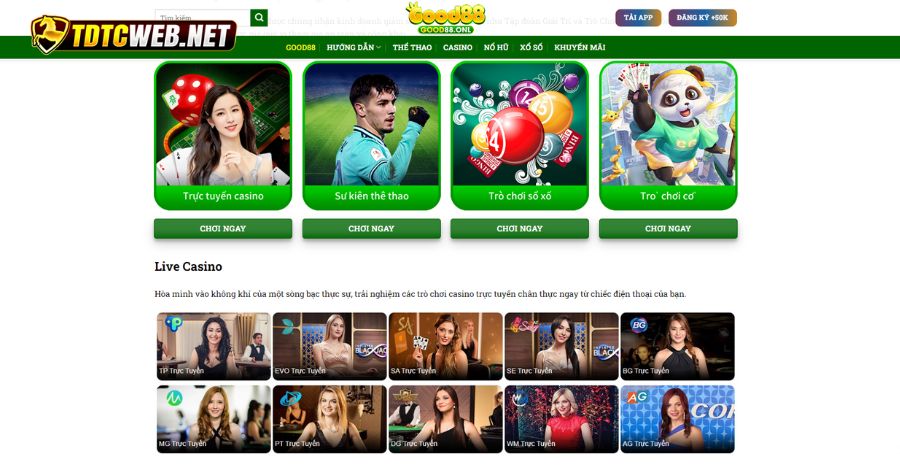 Casino trực tuyến hấp dẫn tại Good88